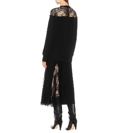 Shop Givenchy Lace-trimmed Crêpe Sweatshirt In Black