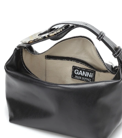 Shop Ganni Leather Shoulder Bag In Black