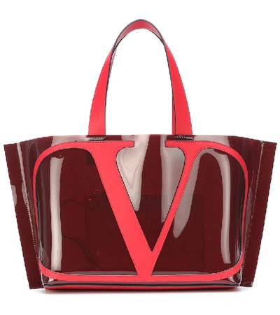 Shop Valentino Vlogo Small Pvc Shopper In Red