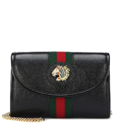 Shop Gucci Rajah Mini Leather Shoulder Bag In Black