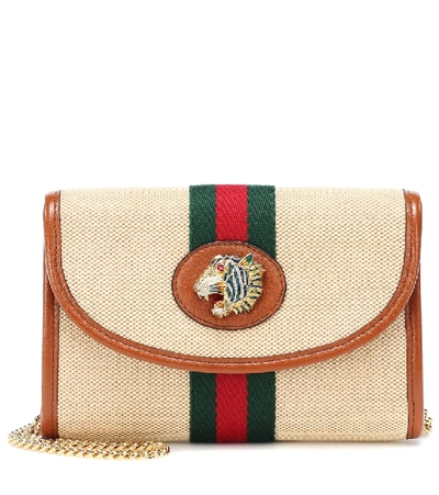 Shop Gucci Rajah Mini Canvas Shoulder Bag In Beige