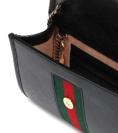 Shop Gucci Rajah Mini Leather Shoulder Bag In Black