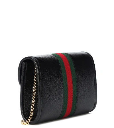 Shop Gucci Rajah Mini Leather Shoulder Bag In Black