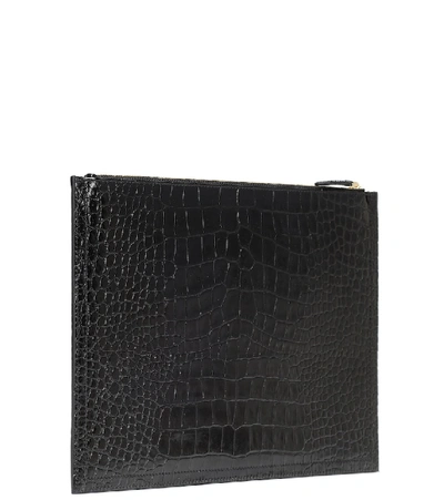 Shop Givenchy Antigona Croc-effect Leather Clutch In Black