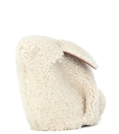 Shop Loewe Bunny Mini Shearling Shoulder Bag In Beige