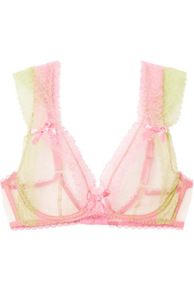 Shop Agent Provocateur Chelsea Lace-trimmed Tulle Underwired Soft-cup Bra In Pink