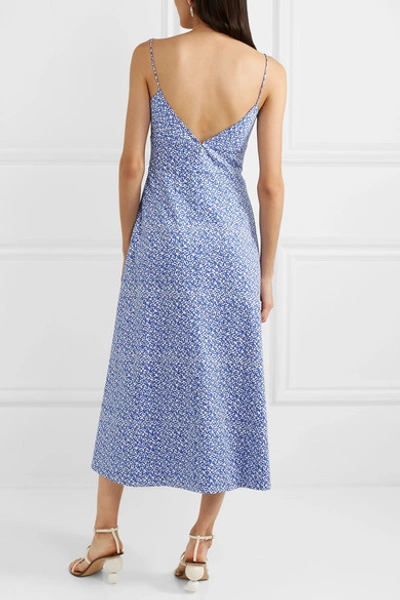 Shop Saloni Jana Cutout Printed Stretch-cotton Midi Dress In Blue