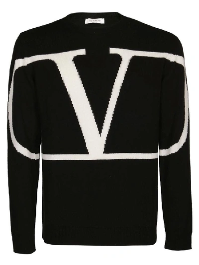 Shop Valentino Vlogo Crewneck Sweater In Black