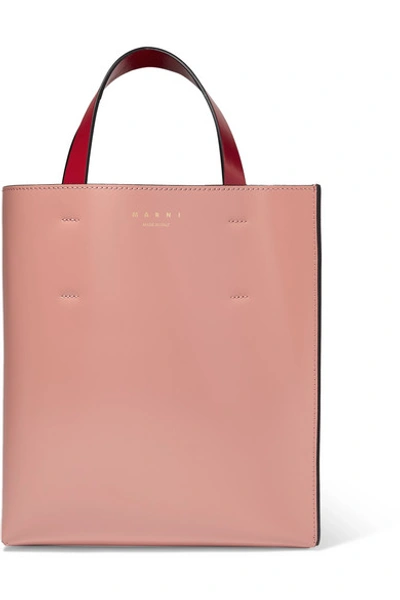 Shop Marni Museo Small Color-block Leather Tote In Pink