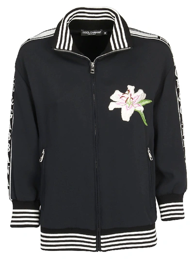 Shop Dolce & Gabbana Logo Embroidered Zipped Jacket In Black