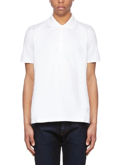 Shop Thom Browne Stripe Trim Polo Shirt In White