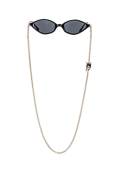 Shop Alessandra Rich Small Cateye Sunglasses In Black  Yellow Gold & Grey