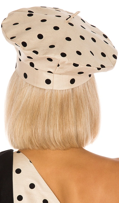 Shop Marianna Senchina Polka Dot Beret Hat In Nude With Black Polka Dot