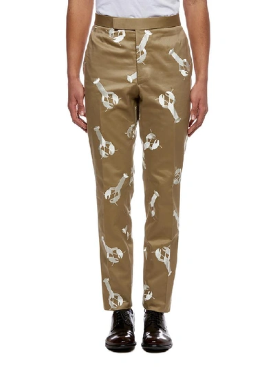 Shop Thom Browne Embroidered Lobster Trousers In Beige