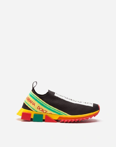 Shop Dolce & Gabbana Sorrento Sneakers With Logo In Black/yellow