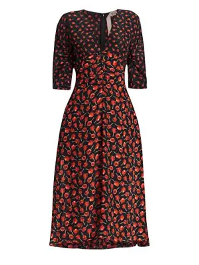 Shop N°21 Candy Apple Midi Dress In Stampa Fondo Nero