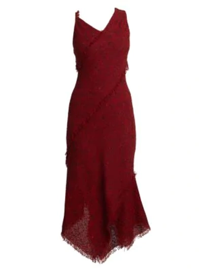 Shop Roland Mouret Amargo Boucle Dress In Scarlet
