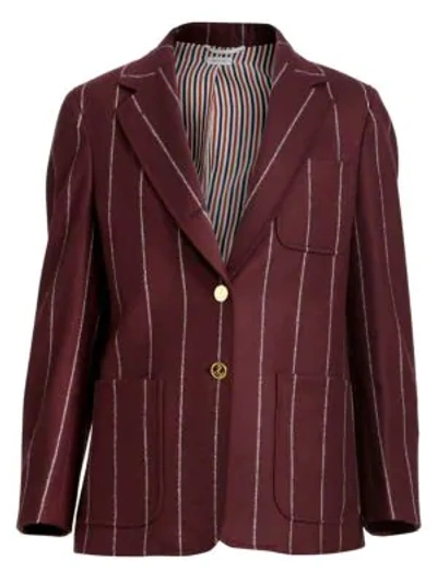 Shop Thom Browne Striped Wool Sack Jacket In Burgundy