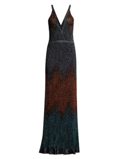 Shop M Missoni Glitter Ombré Lurex Knit Maxi Dress In Teal Bronze