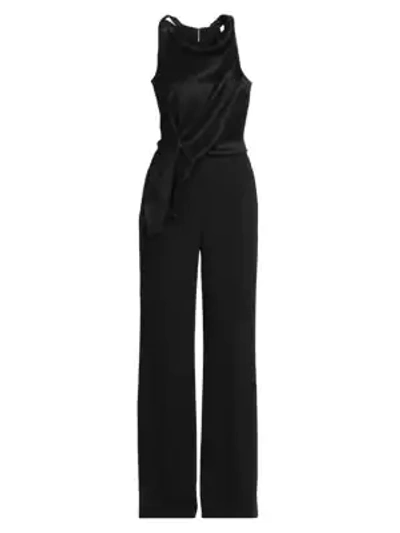 Shop Roland Mouret Rosita Plisse Drape Jumpsuit In Black