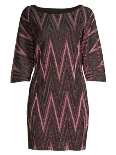 Shop M Missoni Zigzag Glitter Lurex Knit Shift Dress In Pink Black