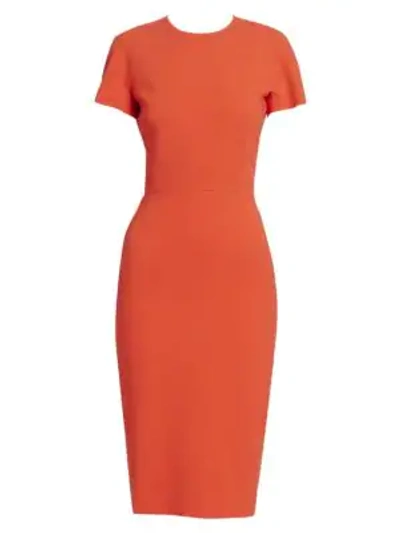 Shop Victoria Beckham Fitted T-shirt Sheath Dress In Tomato