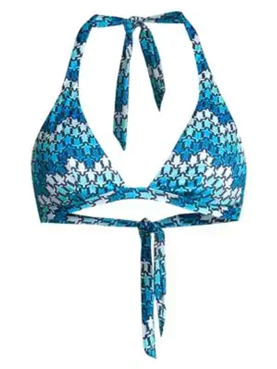 Shop Vilebrequin Fleche Print Triangle Halter Bikini Top In Herringbone