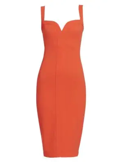 Shop Victoria Beckham Cami Sleeveless Fitted Midi Dress In Tomato