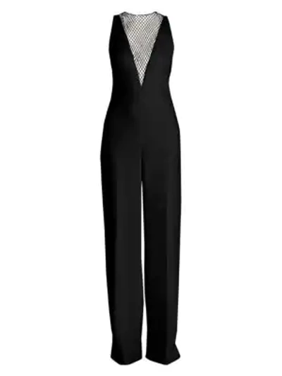 Shop Stella Mccartney Women's All In One Evening Mesh Yoke Jumpsuit In Black
