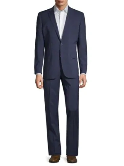Shop Kenneth Cole Windowpane Plaid Wool Blend Suit In Navy