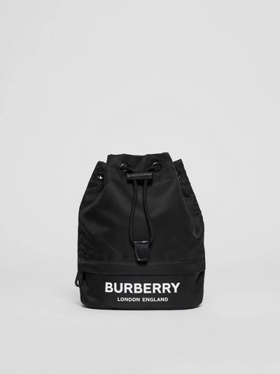 Burberry Logo Print Nylon Drawcord Pouch In Black | ModeSens