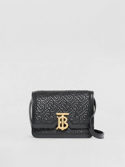 Shop Burberry Mini Quilted Monogram Lambskin Tb Bag In Black