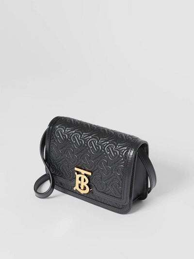 Shop Burberry Mini Quilted Monogram Lambskin Tb Bag In Black
