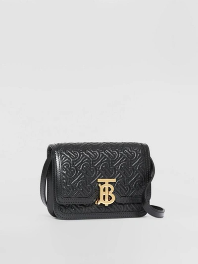 Shop Burberry Mini Quilted Monogram Lambskin Tb Bag In Black