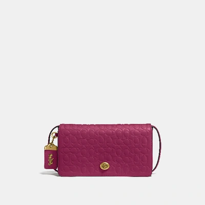 Shop Coach Dinky In Signature Leather - Women's In Bright Cherry/brass
