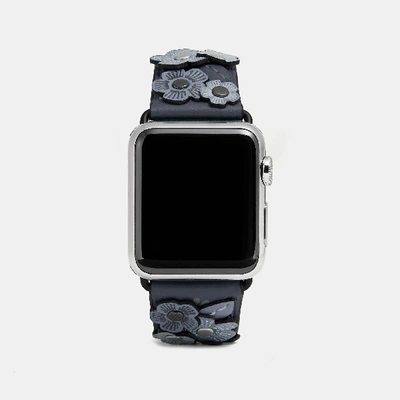 Shop Coach Apple Watch Strap With Tea Rose In Black