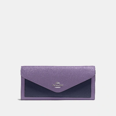 Shop Coach Soft Wallet In Colorblock - Women's In Dusty Lavender Multi/silver