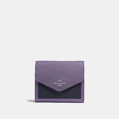 Shop Coach Small Wallet In Colorblock In Dusty Lavender Multi/silver