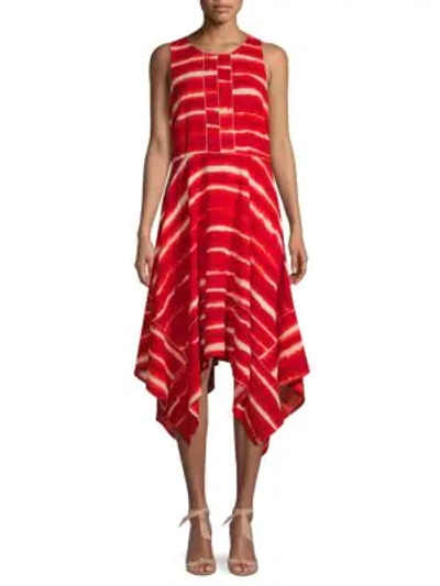 Shop Donna Karan Tie-dye Midi Dress In Terracotta