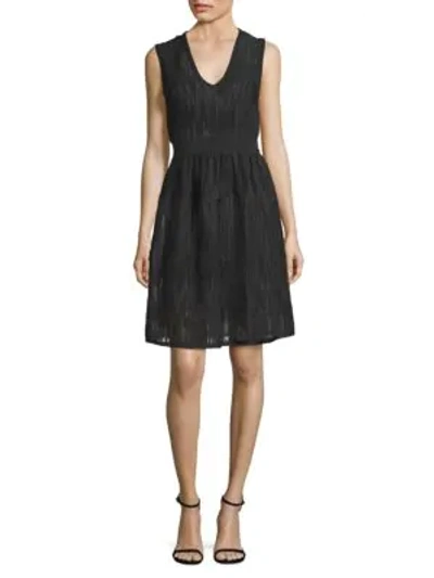 Shop Missoni Rib-stitch Mesh Fit-&-flare Dress In Black