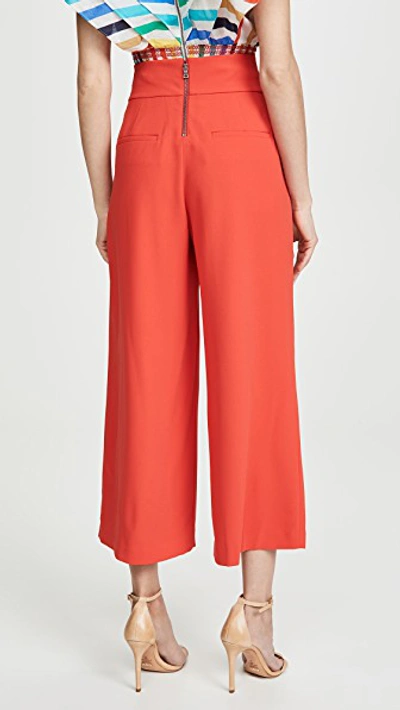 Shop Alice And Olivia Donald High Waist Gaucho Pants In Cherry