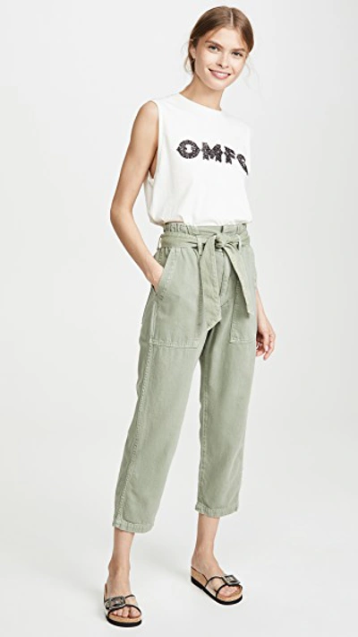 Shop Amo Paperbag Relaxed Pants In Surplus