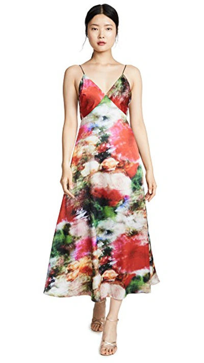 Shop Adam Lippes Hammered Silk Cami Dress In Multi Floral