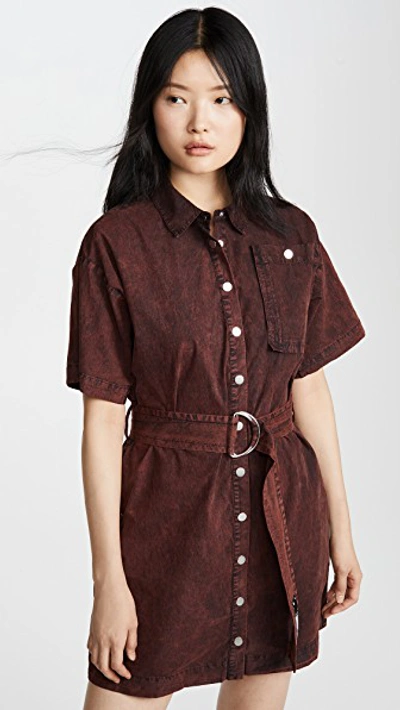 Shop Proenza Schouler Short Sleeve Belted Dress In Red Wash