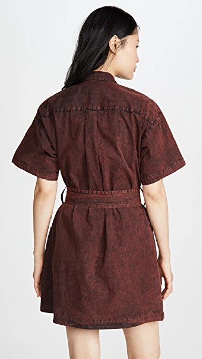 Shop Proenza Schouler Short Sleeve Belted Dress In Red Wash