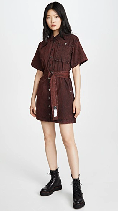 Shop Proenza Schouler Short Sleeve Belted Dress In Red Wash