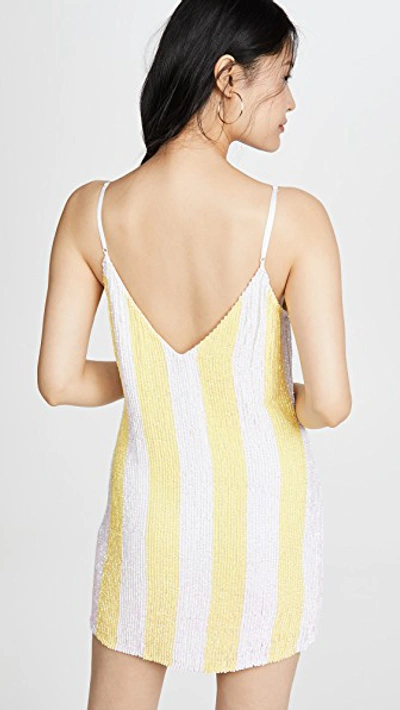 Shop Retroféte Claire Sequin Dress In Yellow Stripes