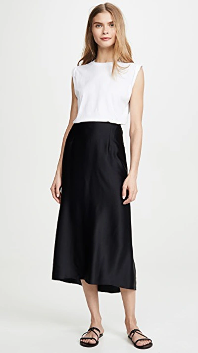 Shop Vince Satin Slip Skirt In Black