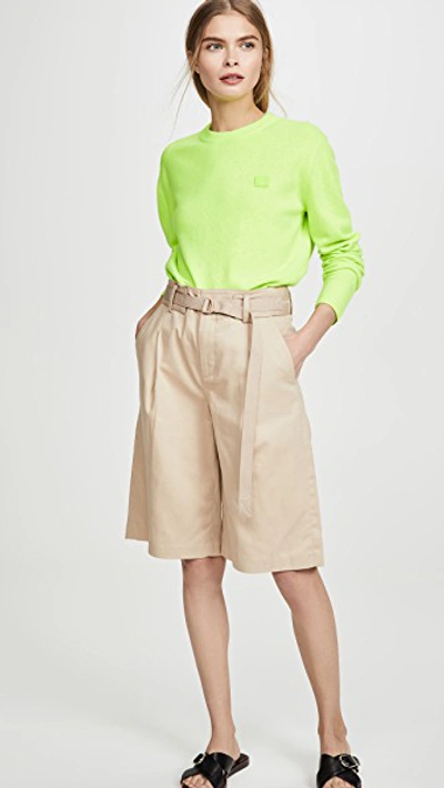 Shop Acne Studios Nalon Face Sweater In Lime Green