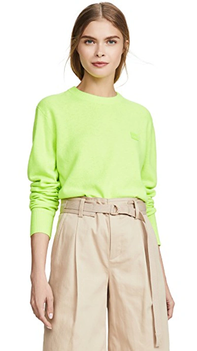 Shop Acne Studios Nalon Face Sweater In Lime Green